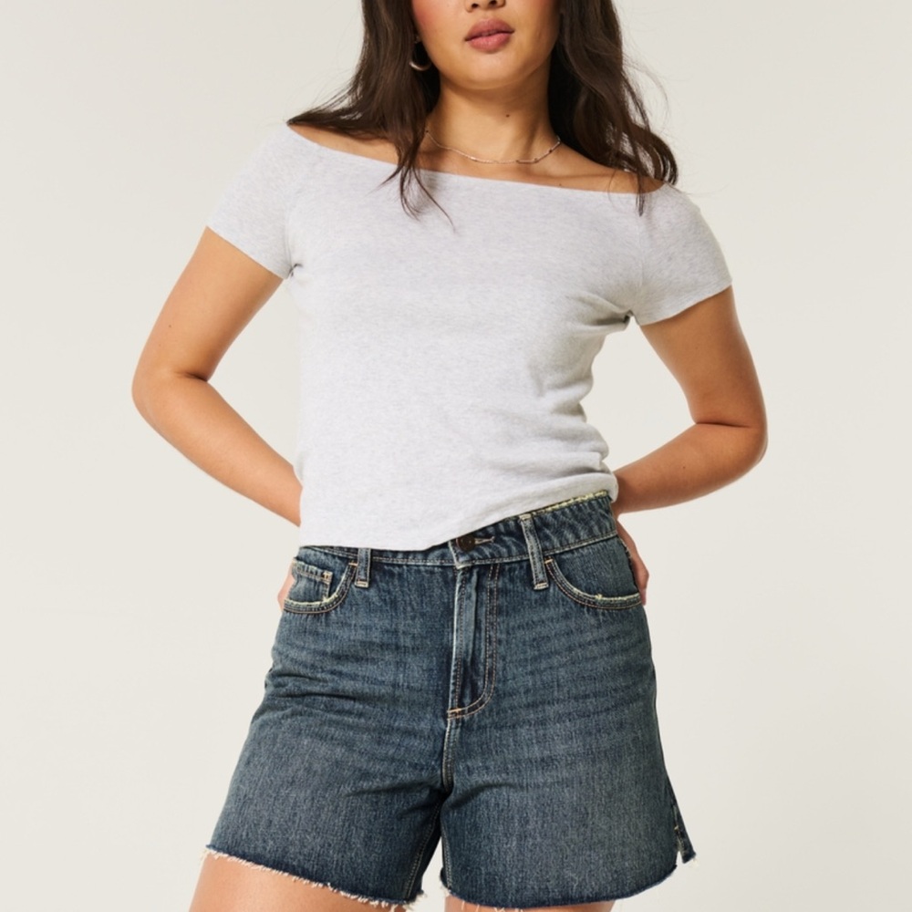 Hollister Women's High Waist Denim Shorts - Dark Blue